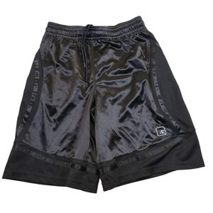 AND1 Mens M Black Athletic Basketball Shorts Shiny Drawstring 10" Inseam